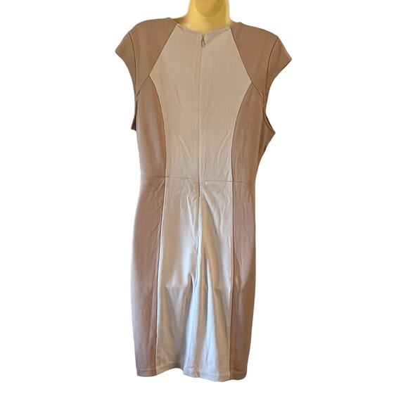 Ambar Beige & Tan Studded Knit Dress NWT Bodycon Woman Size Large Cap Sleeve - Picture 2 of 9